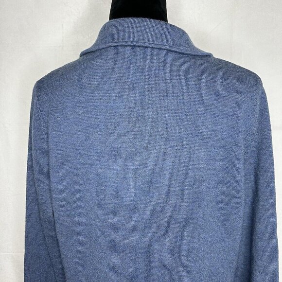Talbots Womens Sweater Blazer Size L 100% Pure Merino Wool Blue - Picture 10 of 11